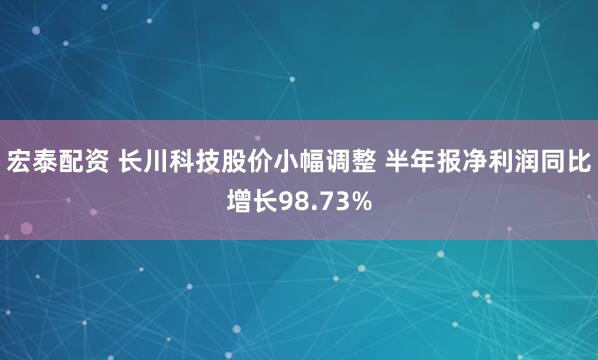 宏泰配资 长川科技股价小幅调整 半年报净利润同比增长98.73%